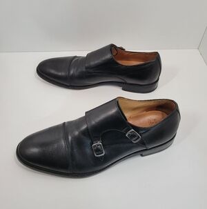 Warfield & Grand Black Leather Monk Strap Dress Shoes Men Size 10.5